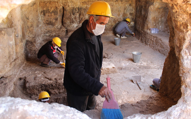 Mithras Tapınağı kazı çalışmalarından bir kare